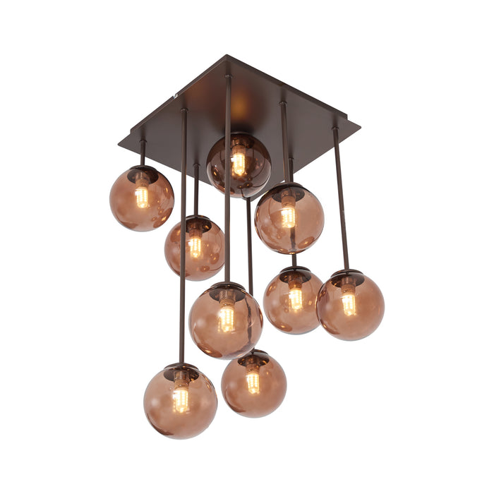 QAZQA Design plafondlamp brons met brons glas 9-lichts - Athens