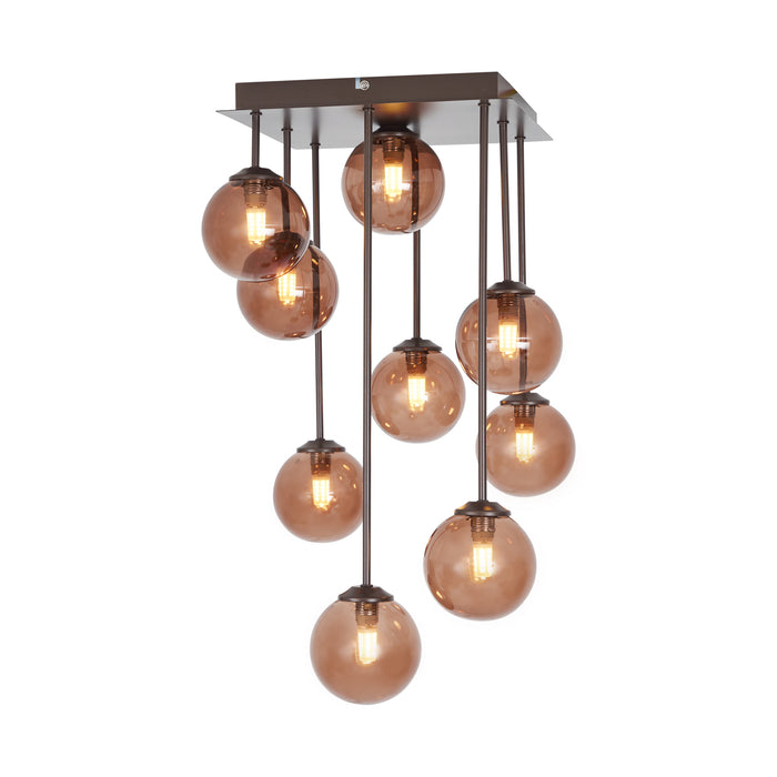 QAZQA Design plafondlamp brons met brons glas 9-lichts - Athens