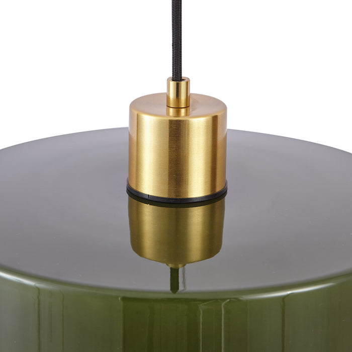 QAZQA Retro hanglamp goud met groen glas - Jina