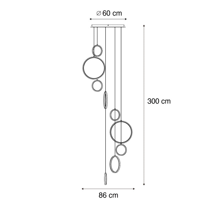 QAZQA Design hanglamp zwart 9-lichts incl. LED 3-staps dimbaar - Vide