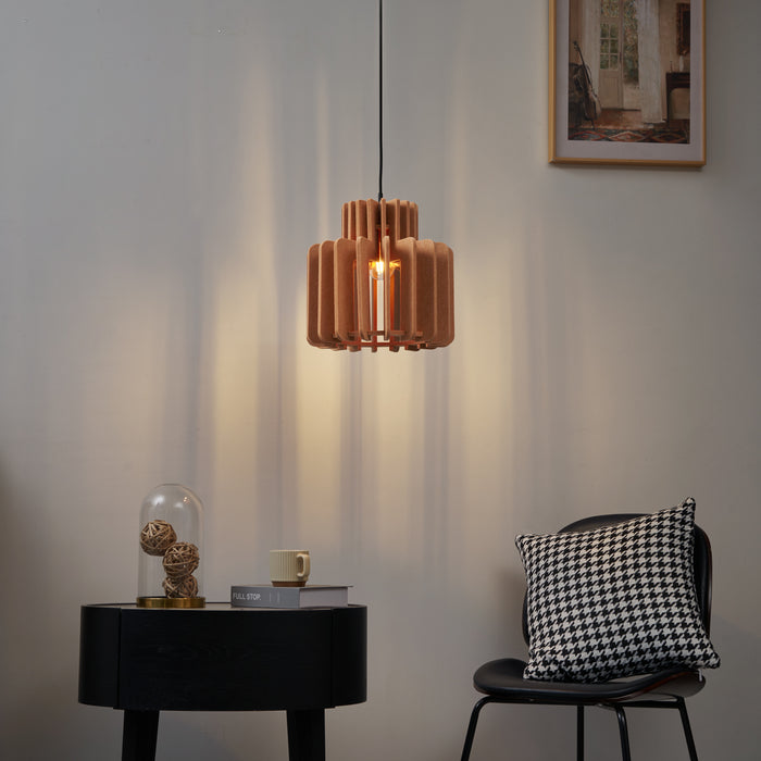 QAZQA Retro hanglamp zwart met oranje kap - Felt