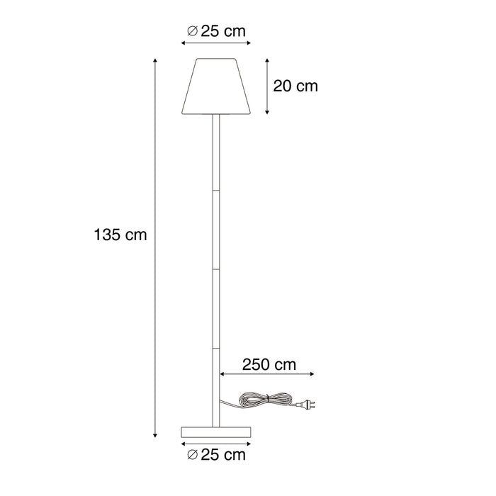 QAZQA Buiten vloerlamp beige met witte kap IP65 - Virginia