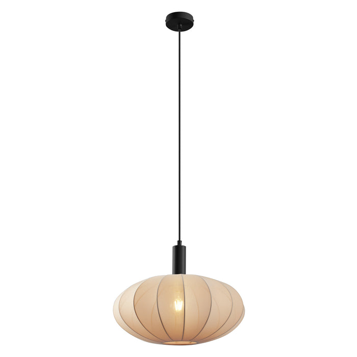 QAZQA Japandi hanglamp zwart met bruine stoffen kap - Bida