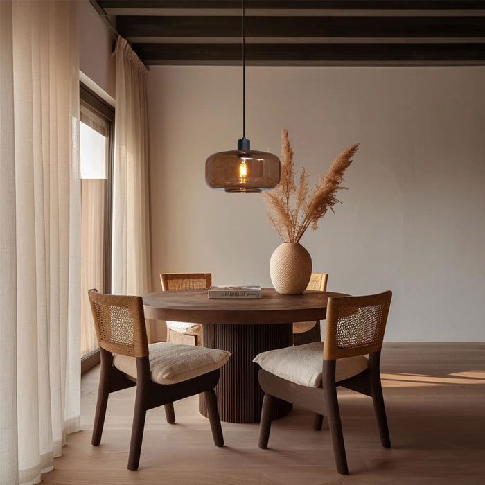 QAZQA Retro hanglamp zwart met brons glas - Bizle