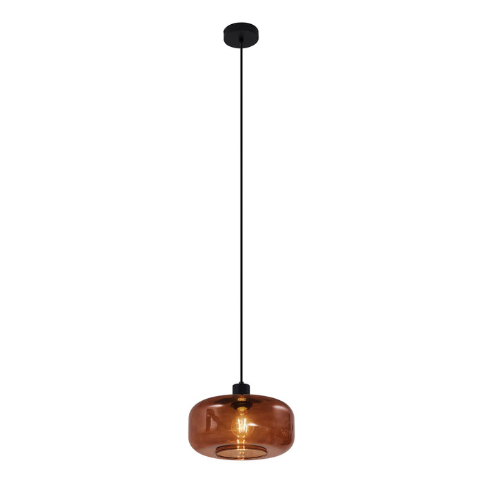 QAZQA Retro hanglamp zwart met brons glas - Bizle