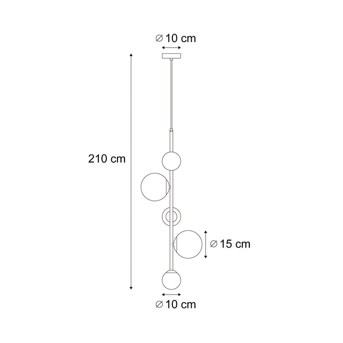 QAZQA Design hanglamp zwart met mat glas 5-lichts - Vertical
