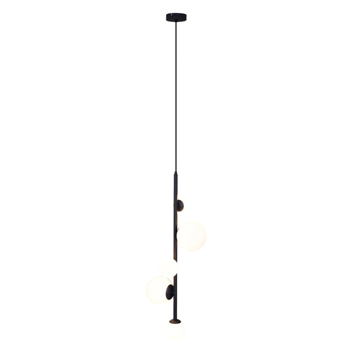 QAZQA Design hanglamp zwart met mat glas 5-lichts - Vertical