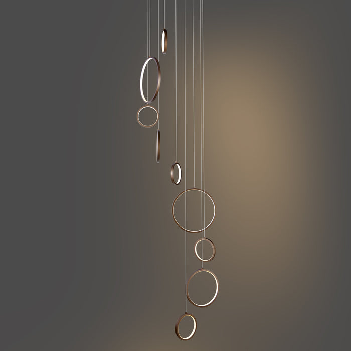 QAZQA Design hanglamp donker brons 9-lichts incl. LED 3-staps dimbaar