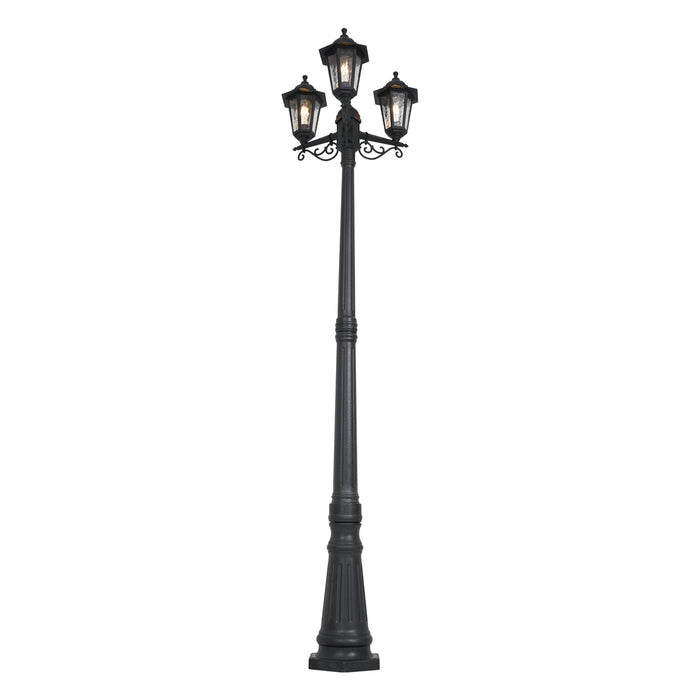 QAZQA Klassieke buitenpaal zwart 217cm IP44 - New Haven Hammered