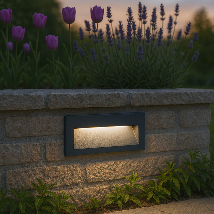 QAZQA Moderne inbouw wandlamp zwart 16cm incl. LED IP65 - Mert