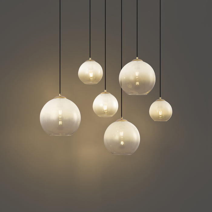 QAZQA Hotel Chique hanglamp messing met wit glas langwerpig 6-lichts