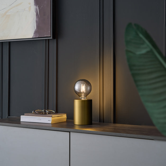 QAZQA Moderne tafellamp messing 13cm - Cylinder