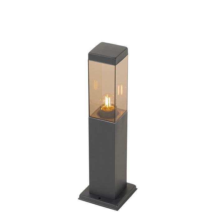 QAZQA Smart buitenlamp paal donkergrijs met smoke 45 cm incl. Wifi