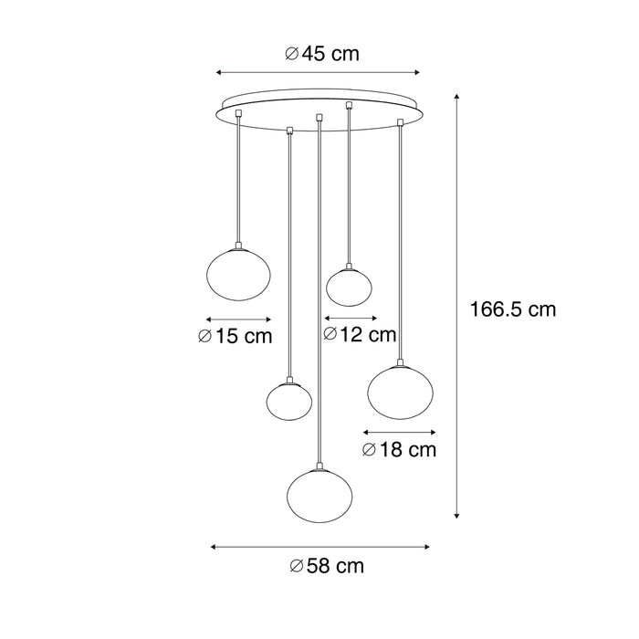 QAZQA Art Deco hanglamp goud met amber glas - Jia