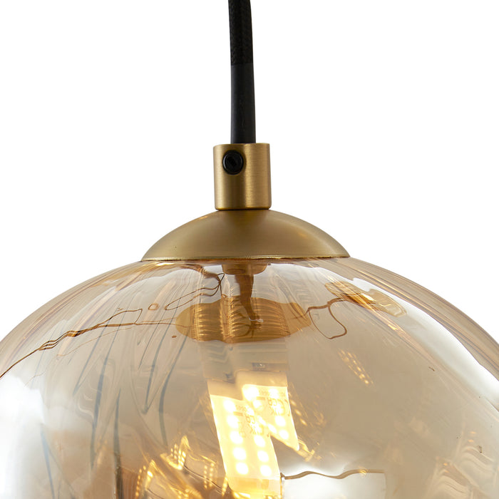 QAZQA Art Deco hanglamp goud met amber glas - Jia