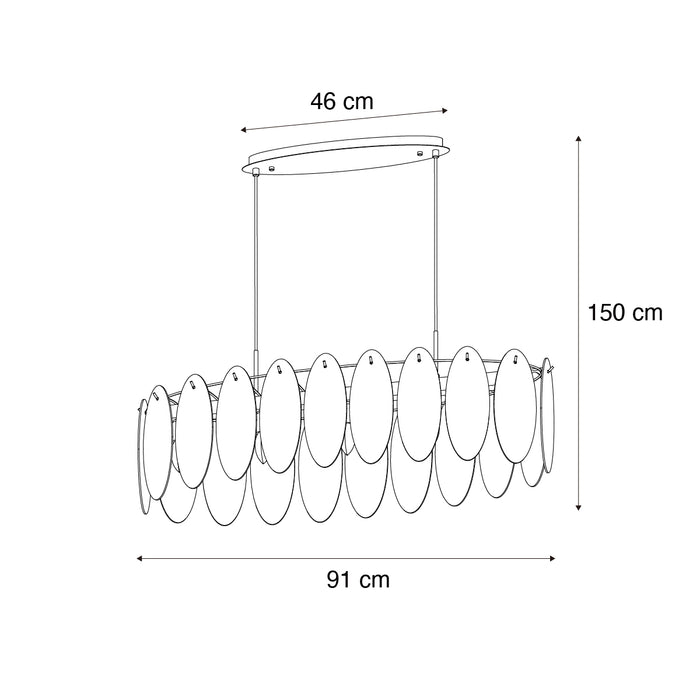 QAZQA Design hanglamp zwart met smoke glas ovaal 5-lichts - Mochan
