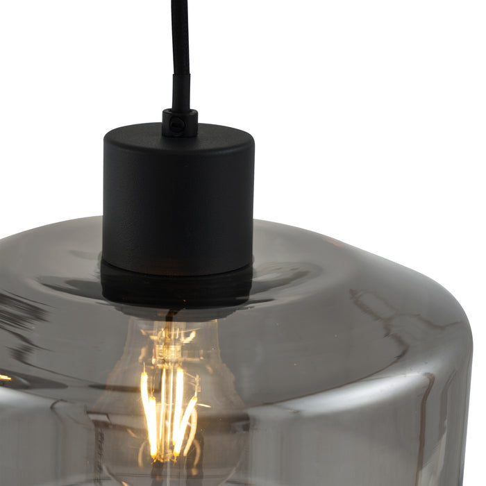 QAZQA Moderne hanglamp zwart met smoke glas 5-lichts - Sheena