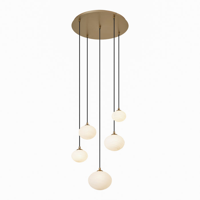 QAZQA Art Deco hanglamp goud met opaal glas 5-lichts - Yani