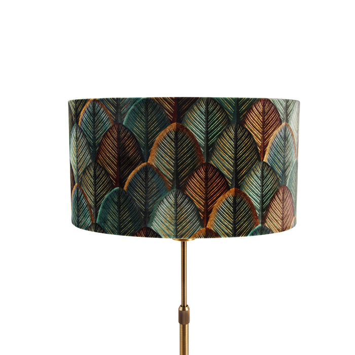 QAZQA Tafellamp brons met ovale velours kap blad design 35cm - Parte