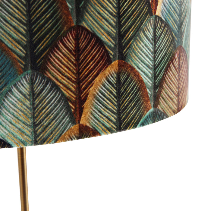 QAZQA Tafellamp brons met ovale velours kap blad design 35cm - Parte