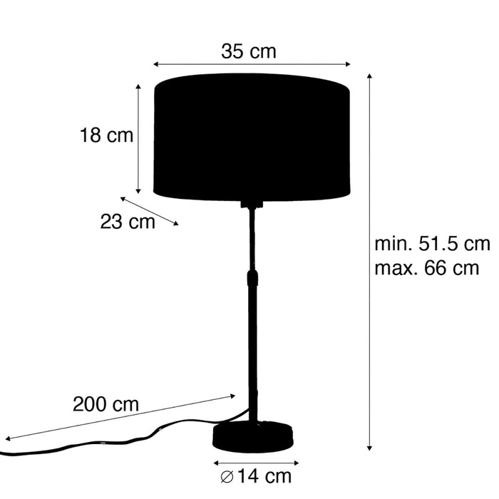 QAZQA Tafellamp brons met ovale velours kap blad design 35cm - Parte