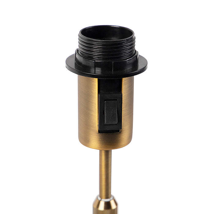 QAZQA Tafellamp brons met ovale velours kap blad design 35cm - Parte