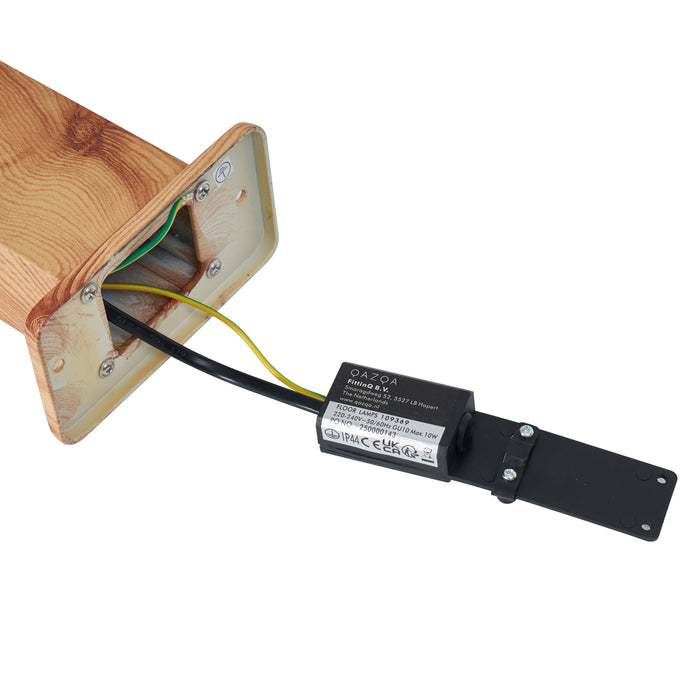 QAZQA Moderne staande buitenlamp aluminium met hout print 65cm IP44 -