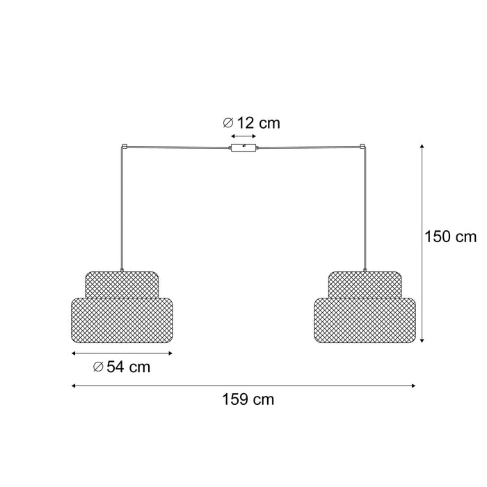 QAZQA Japandi hanglamp zwart met bamboe 2-lichts - Kea