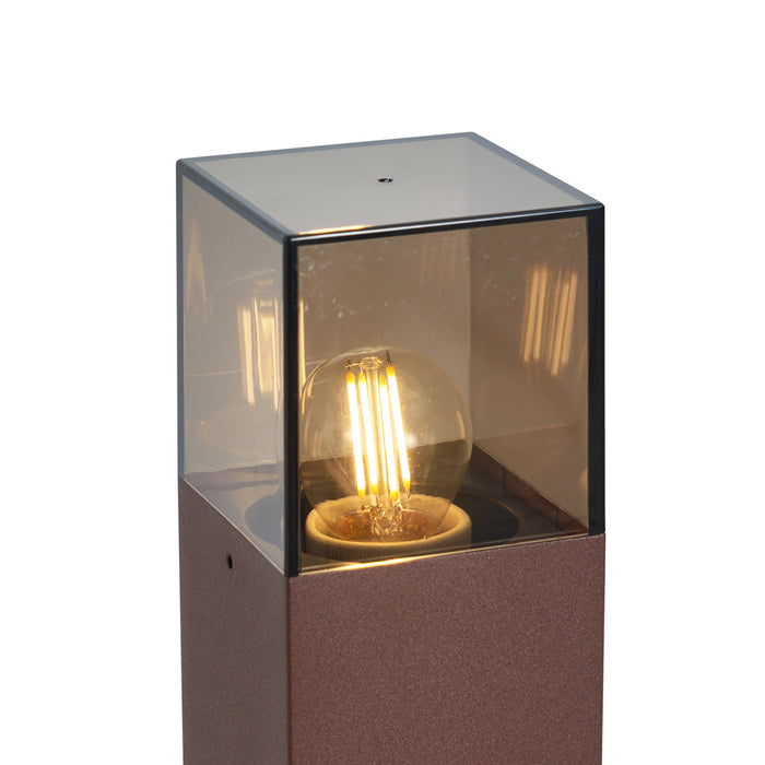 QAZQA Industrieel buiten paaltje roestbruin met smoke glas 70cm met