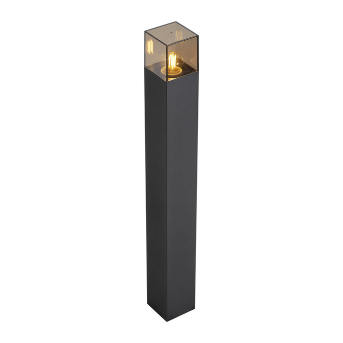 QAZQA Modern buiten paaltje zwart met smoke glas 70cm met