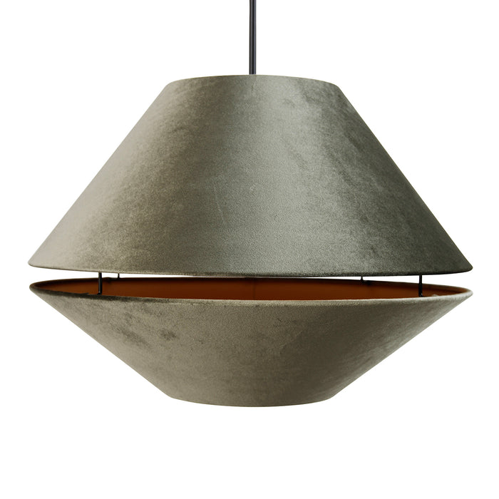 QAZQA Hanglamp zwart met dubbele velours lampenkap groen met gouden