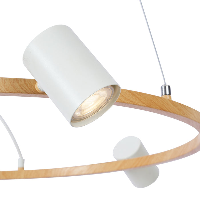 QAZQA Moderne hanglamp hout print met wit 6-lichts - Jeana Circle