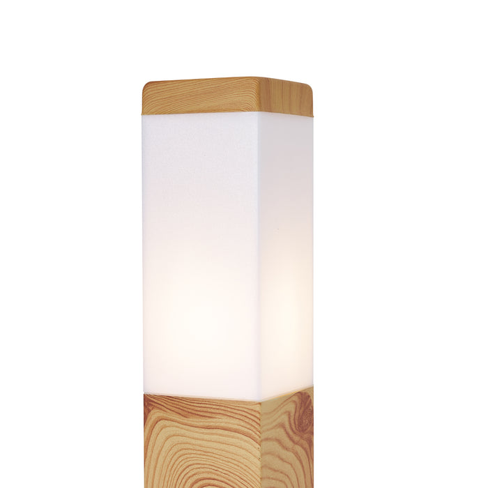 QAZQA Moderne staande buitenlamp staal met hout print 45cm IP44 -
