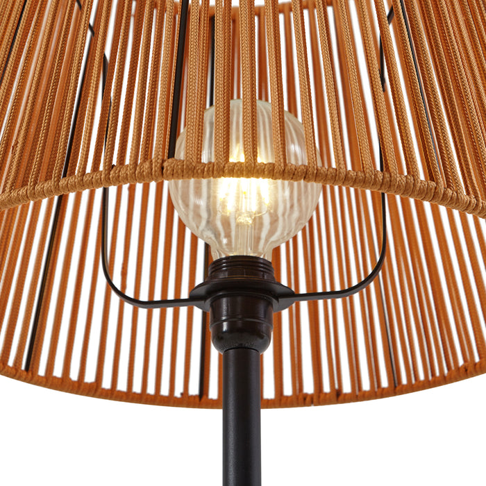 QAZQA Buiten vloerlamp zwart met kap oranje touw IP44 - Virginia