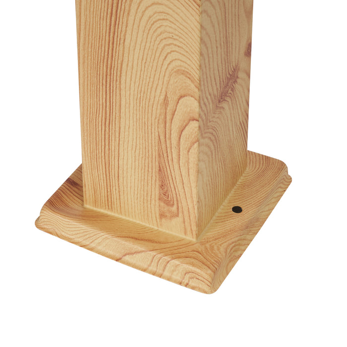 QAZQA Moderne staande buitenlamp staal met hout print 45cm IP44 -