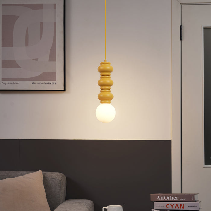 QAZQA Retro hanglamp okergeel met mat glas - Fedde