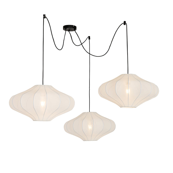 QAZQA Smart hanglamp wit 50cm 3-lichts incl. 3 Wifi G95 - Plu