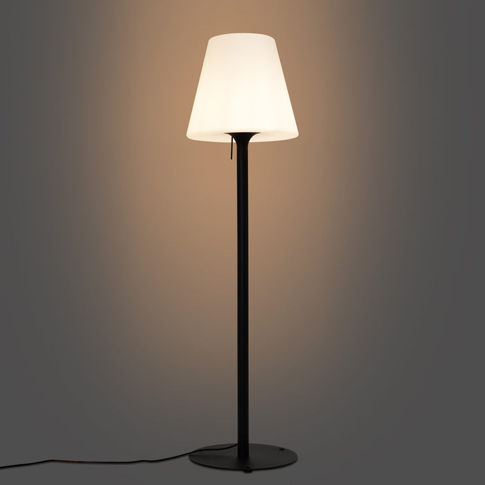 QAZQA Moderne buiten vloerlamp zwart met witte kap IP44 - Big
