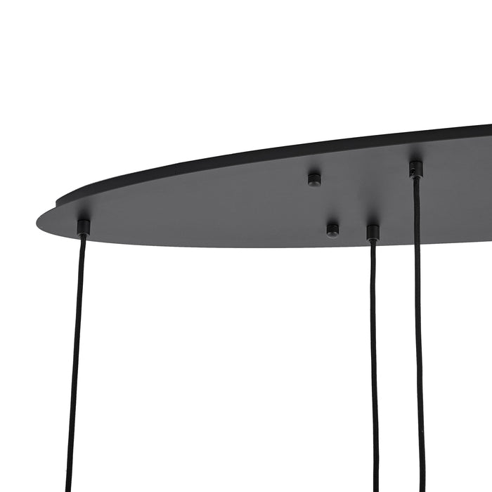 QAZQA Moderne hanglamp zwart met wit glas langwerpig 6-lichts - Misty