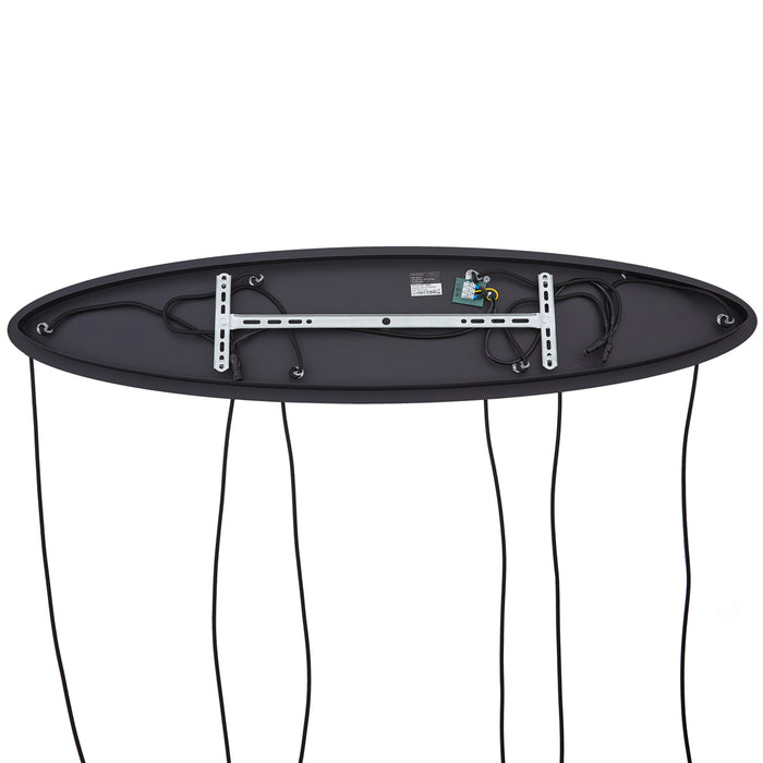 QAZQA Moderne hanglamp zwart met wit glas langwerpig 6-lichts - Misty