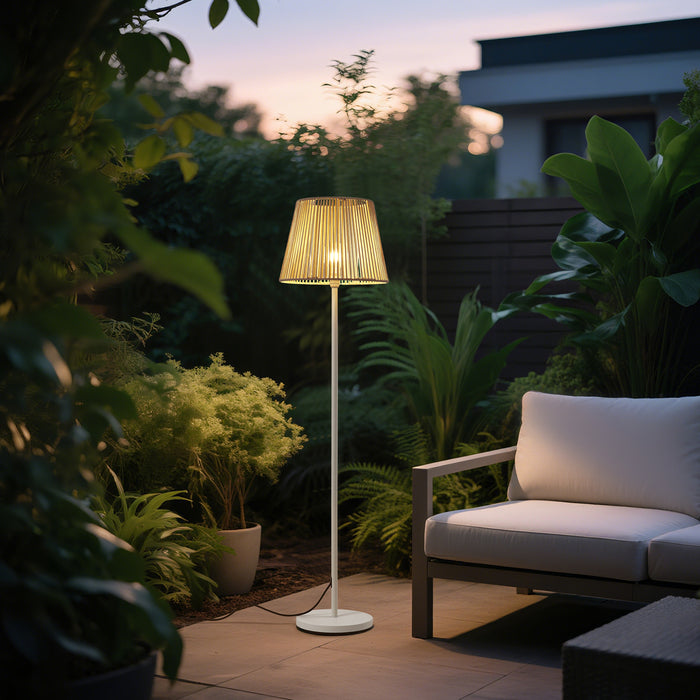 QAZQA Buiten vloerlamp wit met kap beige touw IP44 - Virginia Jayla