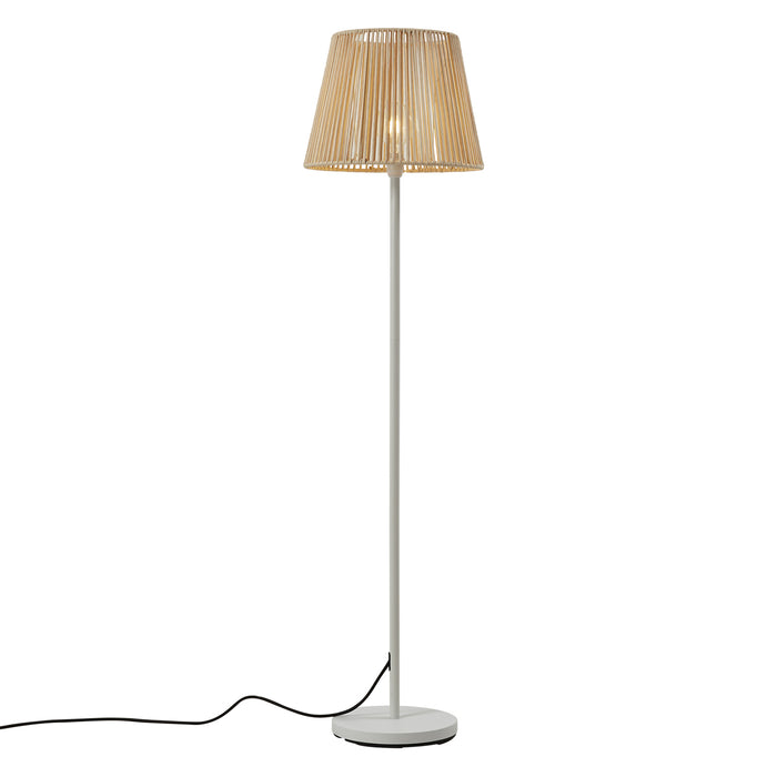 QAZQA Buiten vloerlamp wit met kap beige touw IP44 - Virginia Jayla