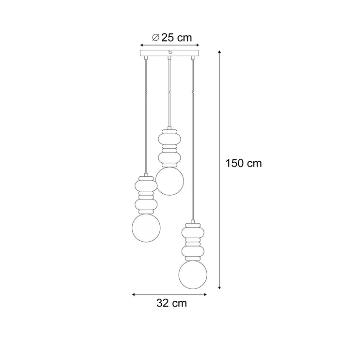 QAZQA Retro hanglamp okergeel met mat glas 3-lichts - Fedde