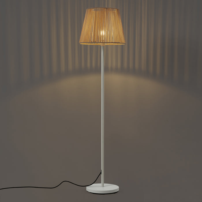 QAZQA Buiten vloerlamp wit met kap beige touw IP44 - Virginia Jayla