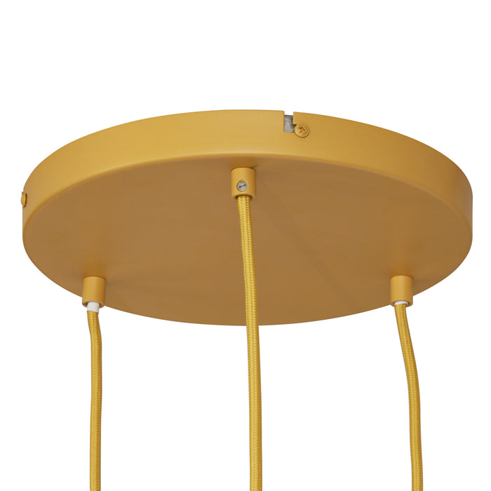 QAZQA Retro hanglamp okergeel met mat glas 3-lichts - Fedde