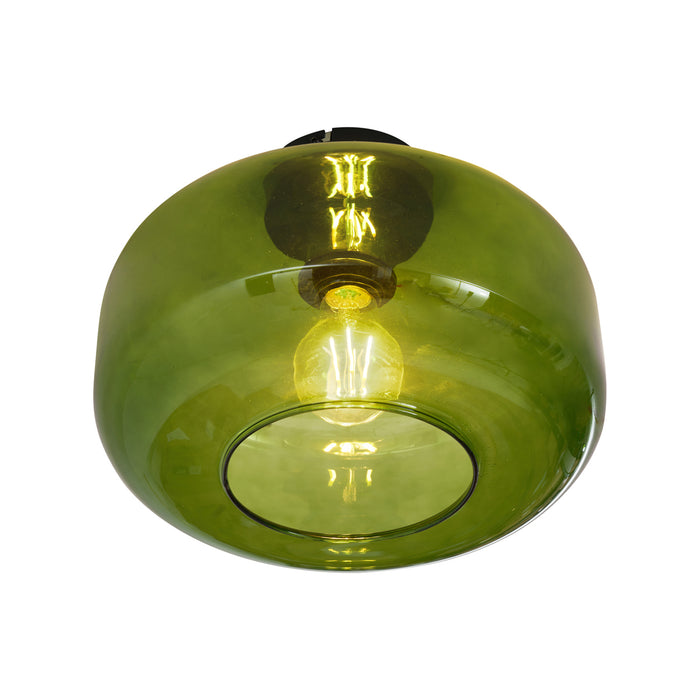 QAZQA Retro plafondlamp zwart met groen glas - Bizle