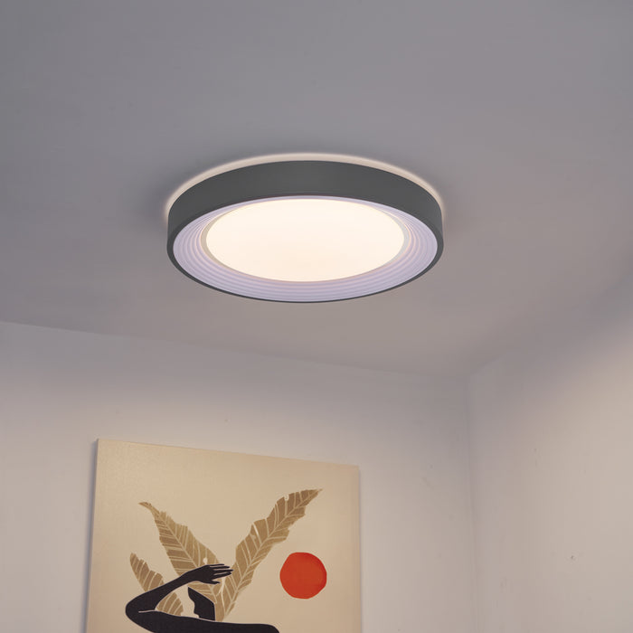 QAZQA Moderne plafondlamp grijs met wit 48cm incl. LED dimbaar RGB -