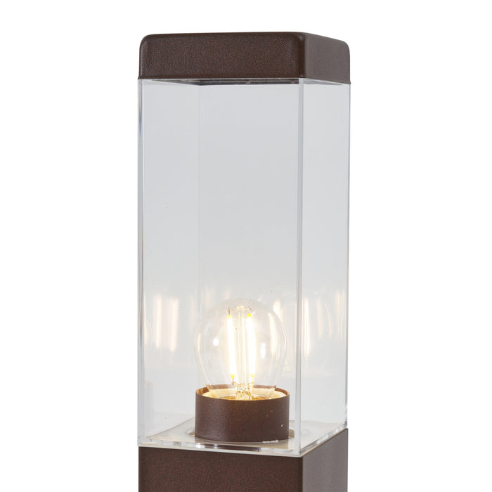 QAZQA Buitenlamp roestbruin met helder glas 45cm IP44 met stopcontact