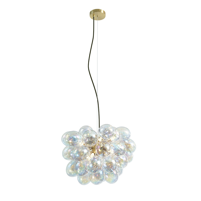 QAZQA Art Deco hanglamp goud met regenboog glas 50cm 8-lichts - Uvas