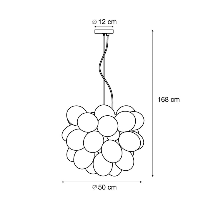 QAZQA Art Deco hanglamp goud met regenboog glas 50cm 8-lichts - Uvas